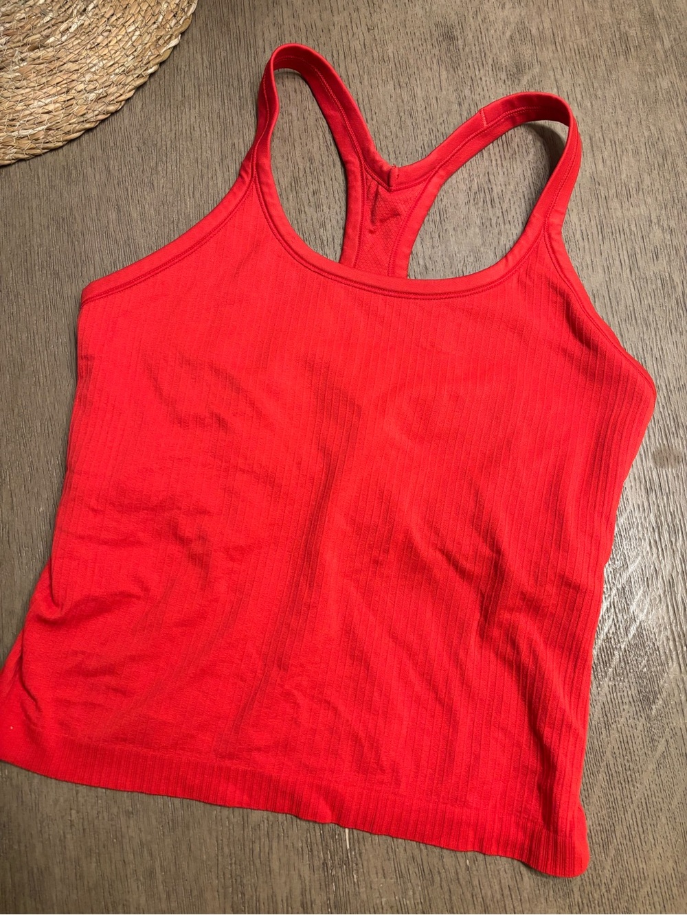 CRZ YOGA Black Ribbed Racerback Tank Built In Bra Women’s Size M red